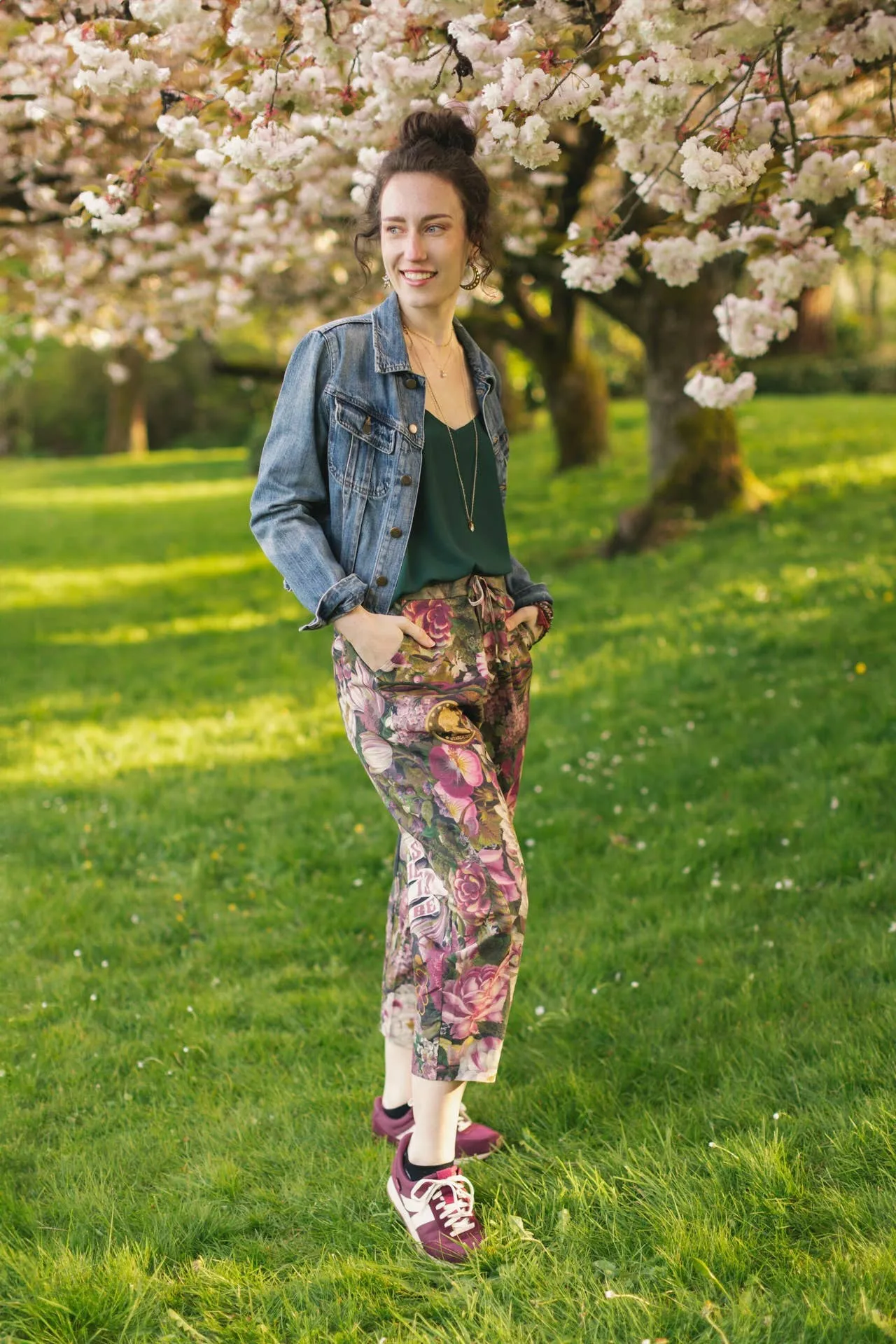 Make A Wish Linen Cropped Artist Pant w/ Wishbone, Dandelion