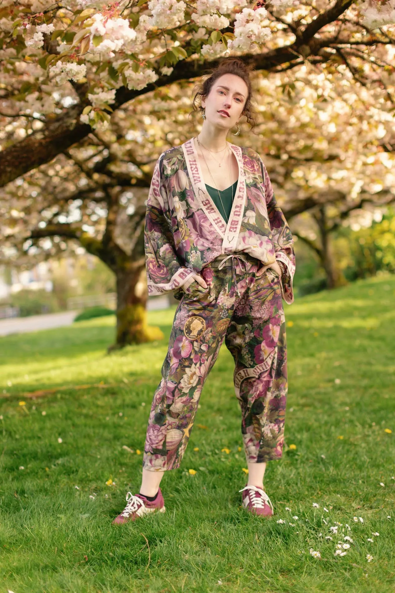 Make A Wish Linen Cropped Artist Pant w/ Wishbone, Dandelion