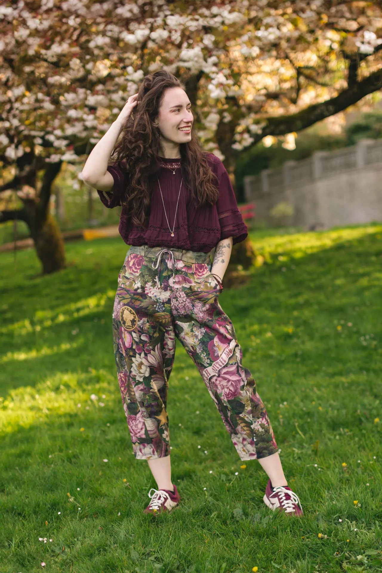 Make A Wish Linen Cropped Artist Pant w/ Wishbone, Dandelion