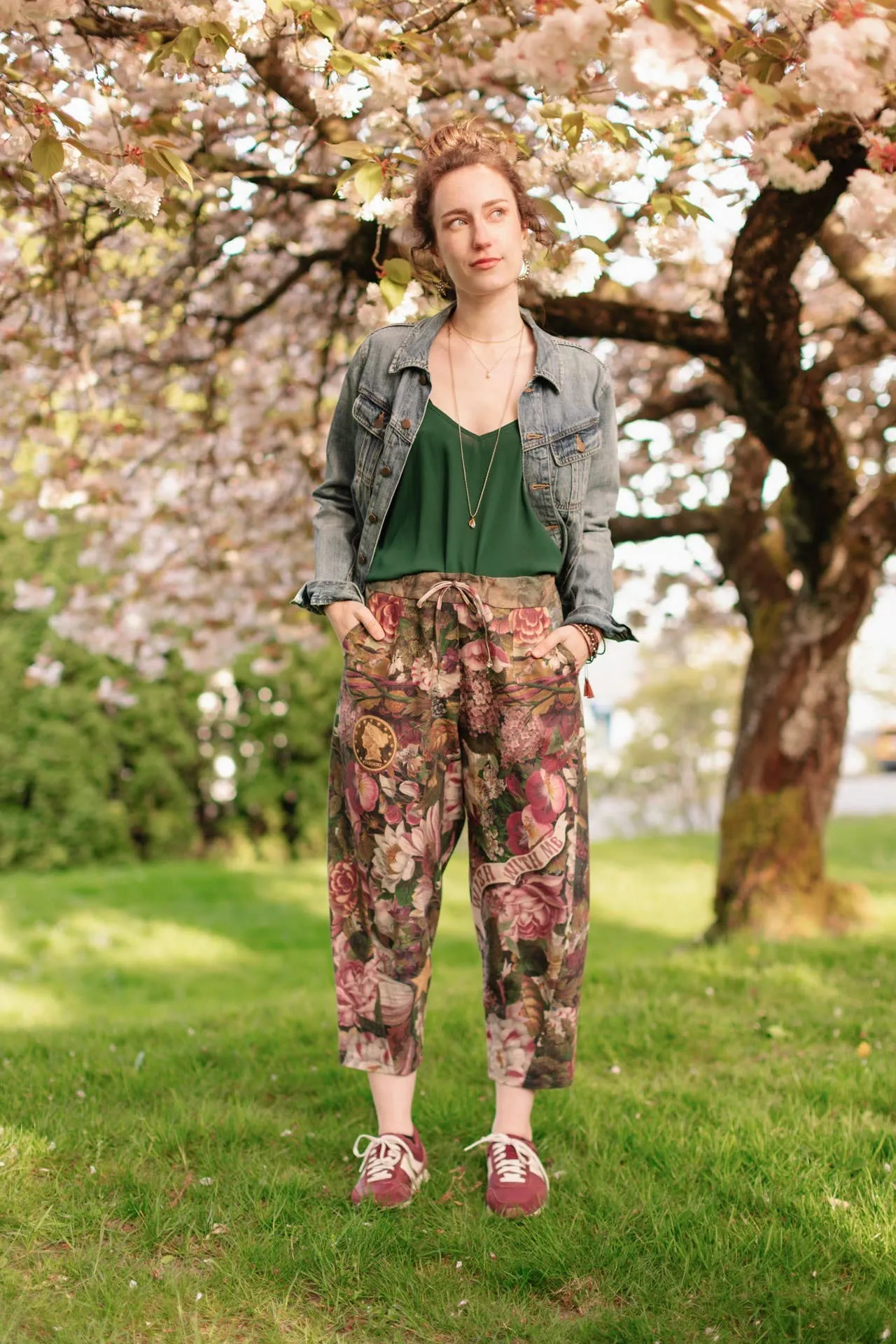 Make A Wish Linen Cropped Artist Pant w/ Wishbone, Dandelion