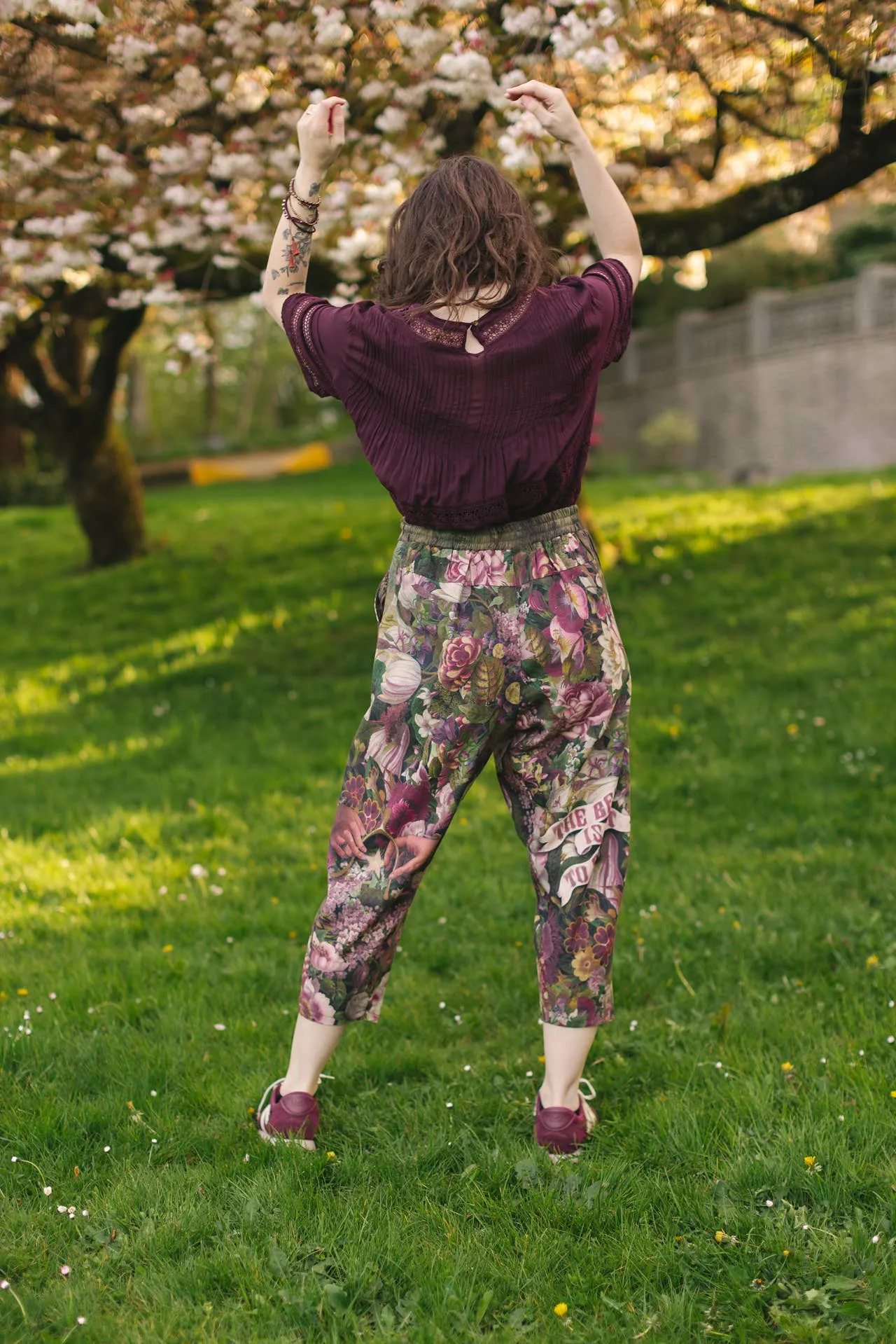 Make A Wish Linen Cropped Artist Pant w/ Wishbone, Dandelion