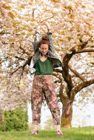 Make A Wish Linen Cropped Artist Pant w/ Wishbone, Dandelion