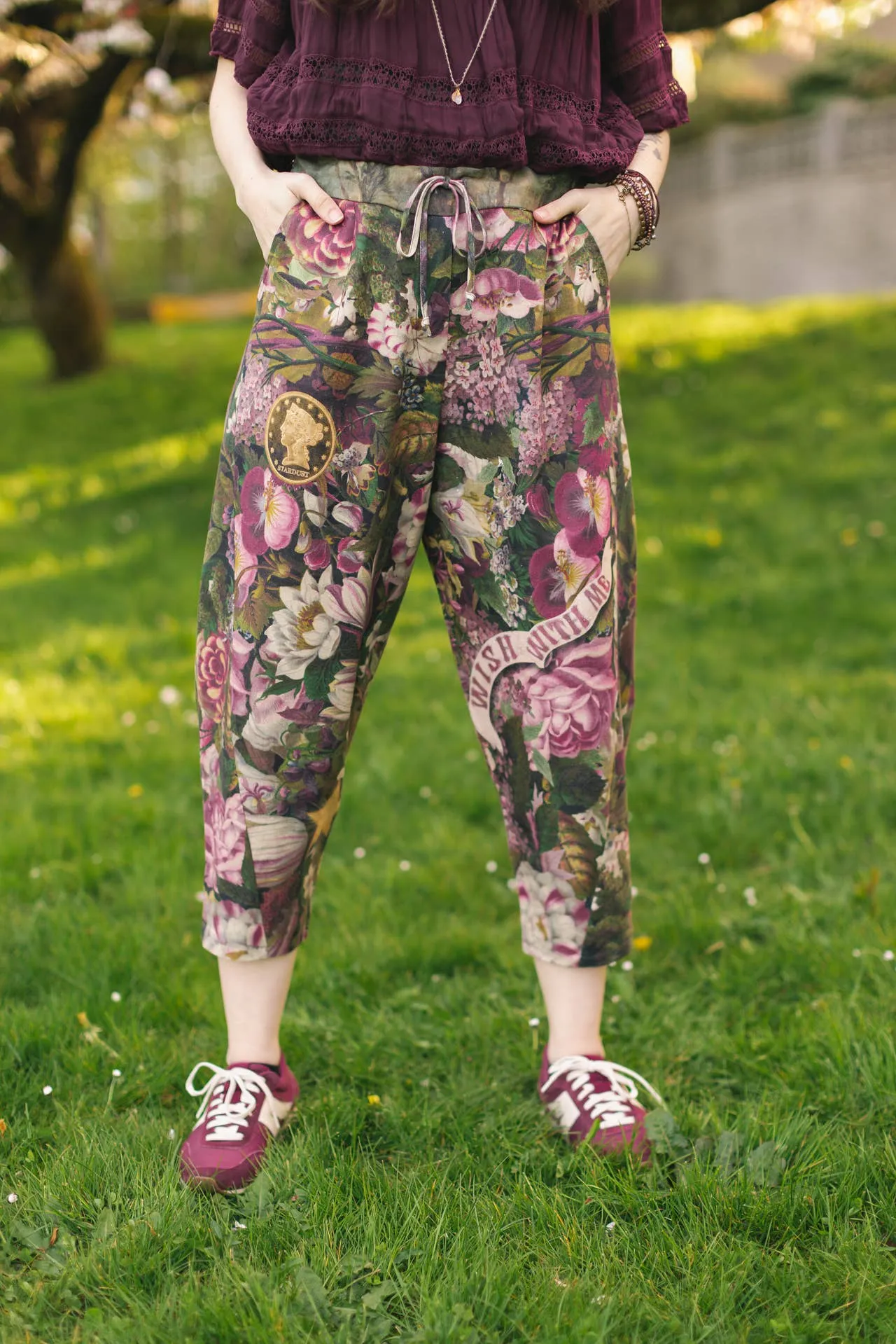 Make A Wish Linen Cropped Artist Pant w/ Wishbone, Dandelion