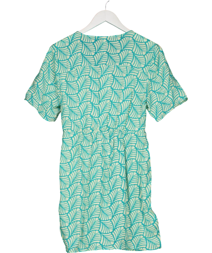 MANGO Green Short Printed Wrap Dress UK 8