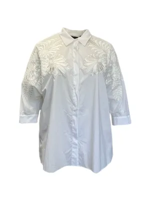 Marina Rinaldi Women's White Balzare Button Down Shirt NWT