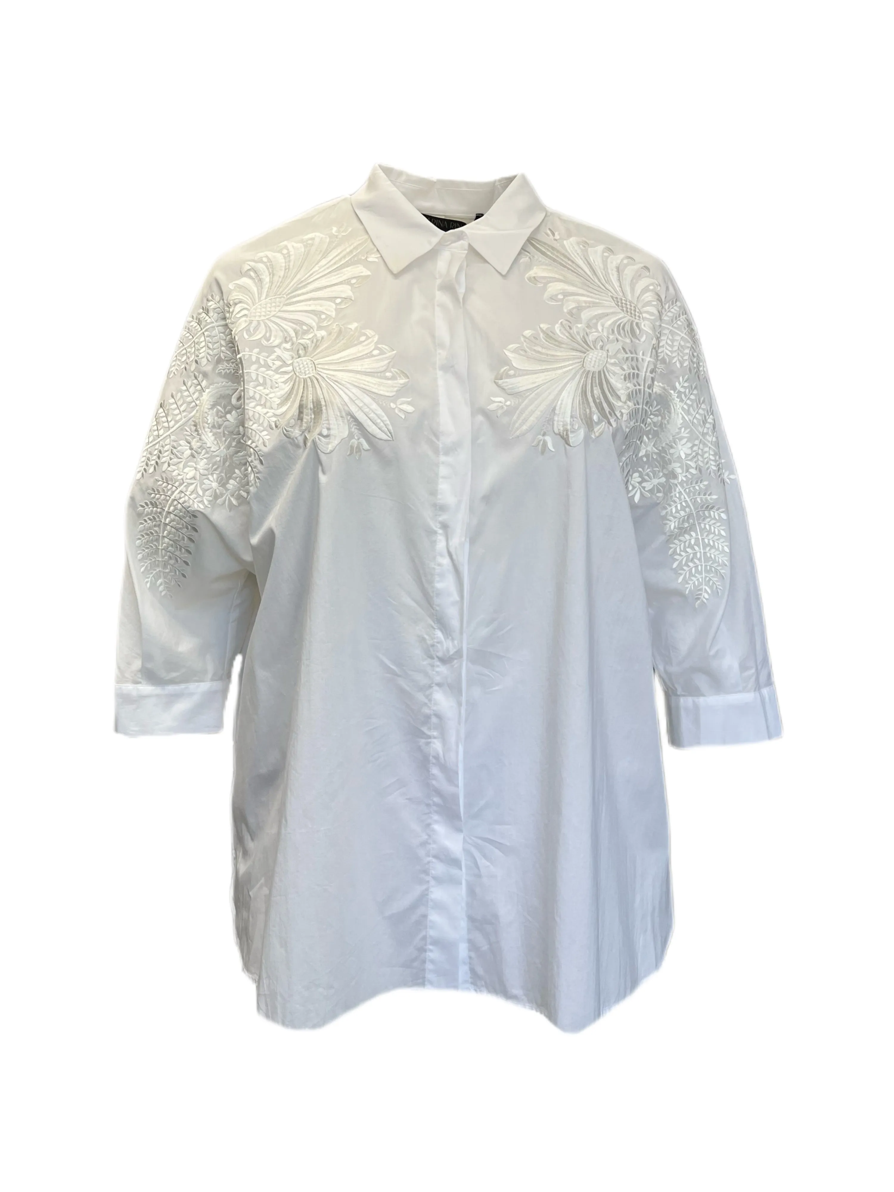 Marina Rinaldi Women's White Balzare Button Down Shirt NWT