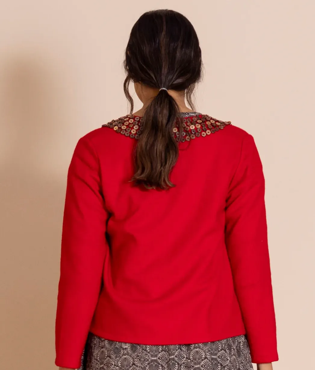 Megan Salmon Beaded Felt Balmoral Cardi