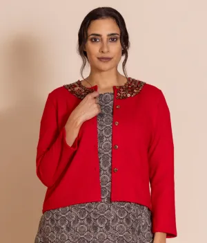 Megan Salmon Beaded Felt Balmoral Cardi