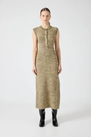 MELANGE KNIT MIDI DRESS | PEBBLE