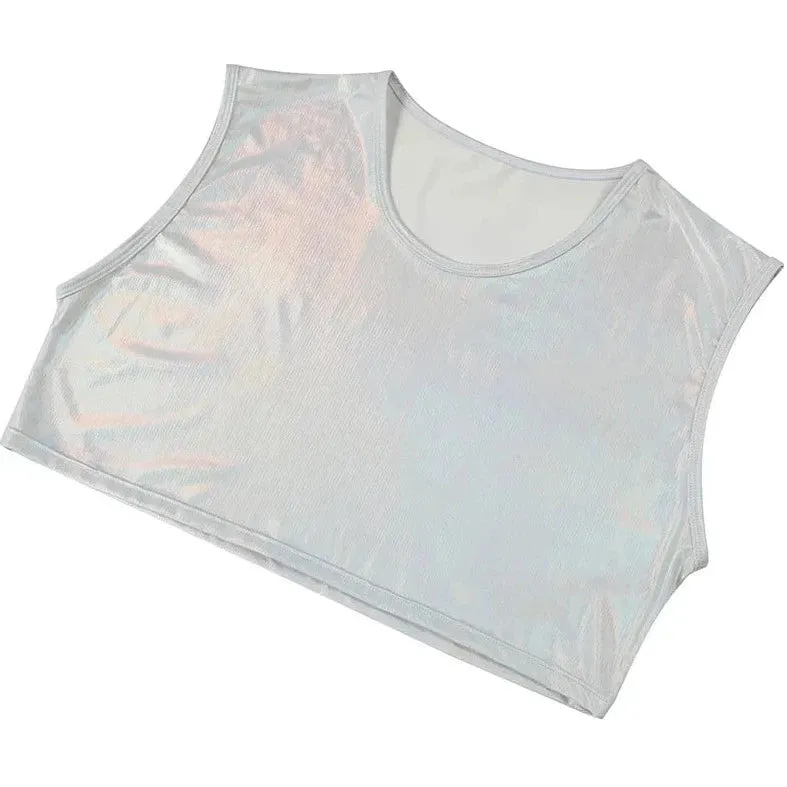 Metallic Stage Star Sleeveless Crop Top & Briefs (2-Piece Set)