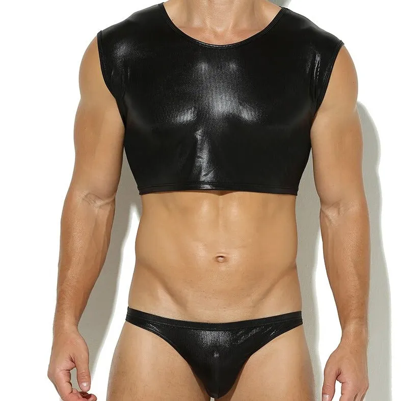 Metallic Stage Star Sleeveless Crop Top & Briefs (2-Piece Set)