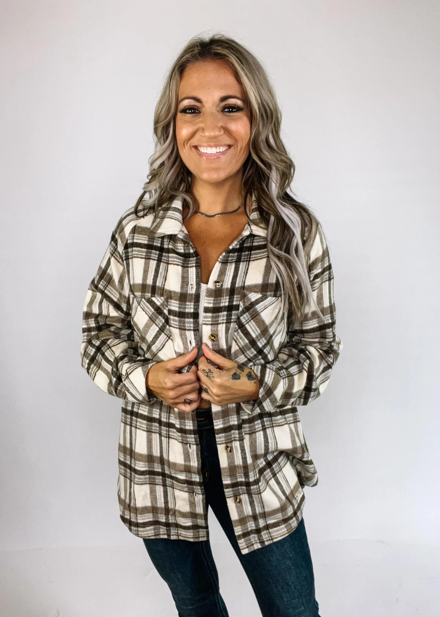 Mocha Cream Button Down Flannel