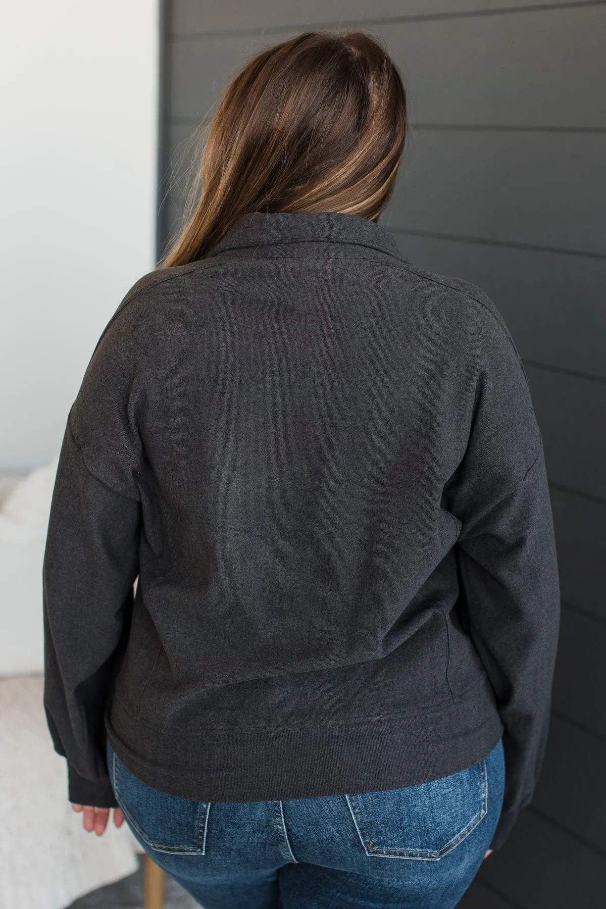 More Than Possible Quarter Button Pullover- Dark Charcoal