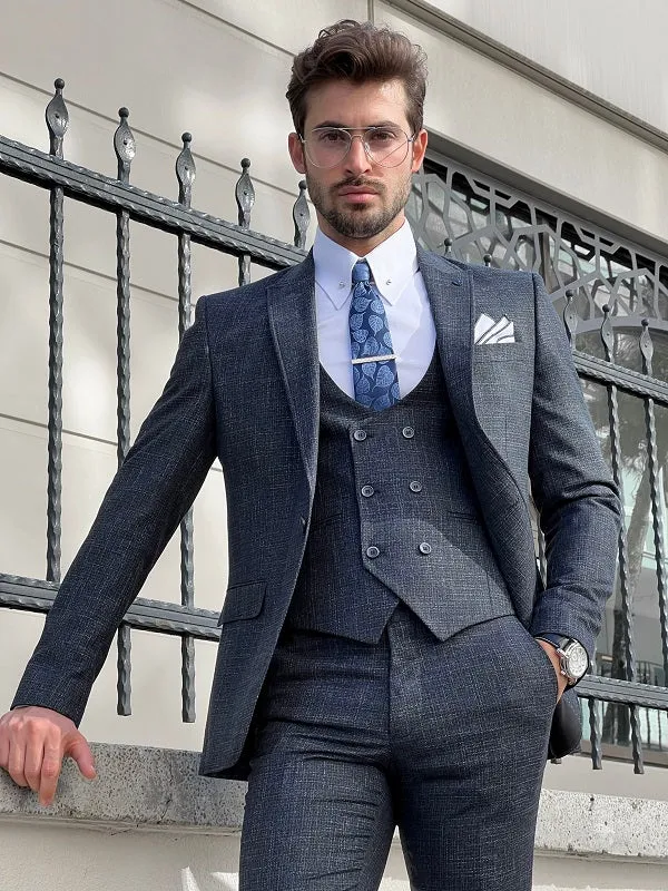 Napoli Navy Blue Slim Fit Peak Lapel Suit – Elevate Your Style