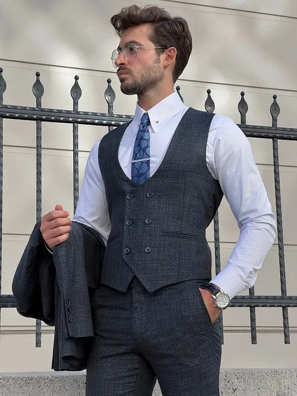 Napoli Navy Blue Slim Fit Peak Lapel Suit – Elevate Your Style