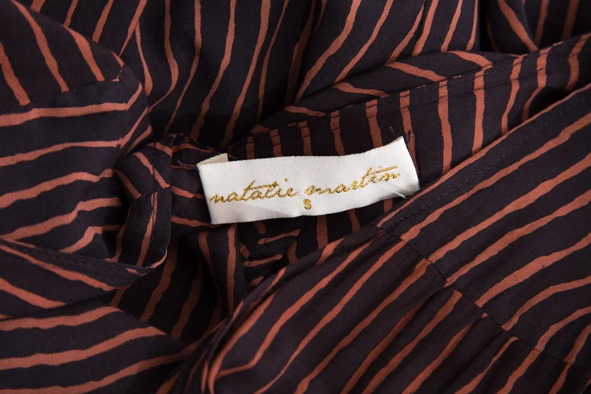 Natalie Martin Orange & Black Stripe Wrap Dress SZ S