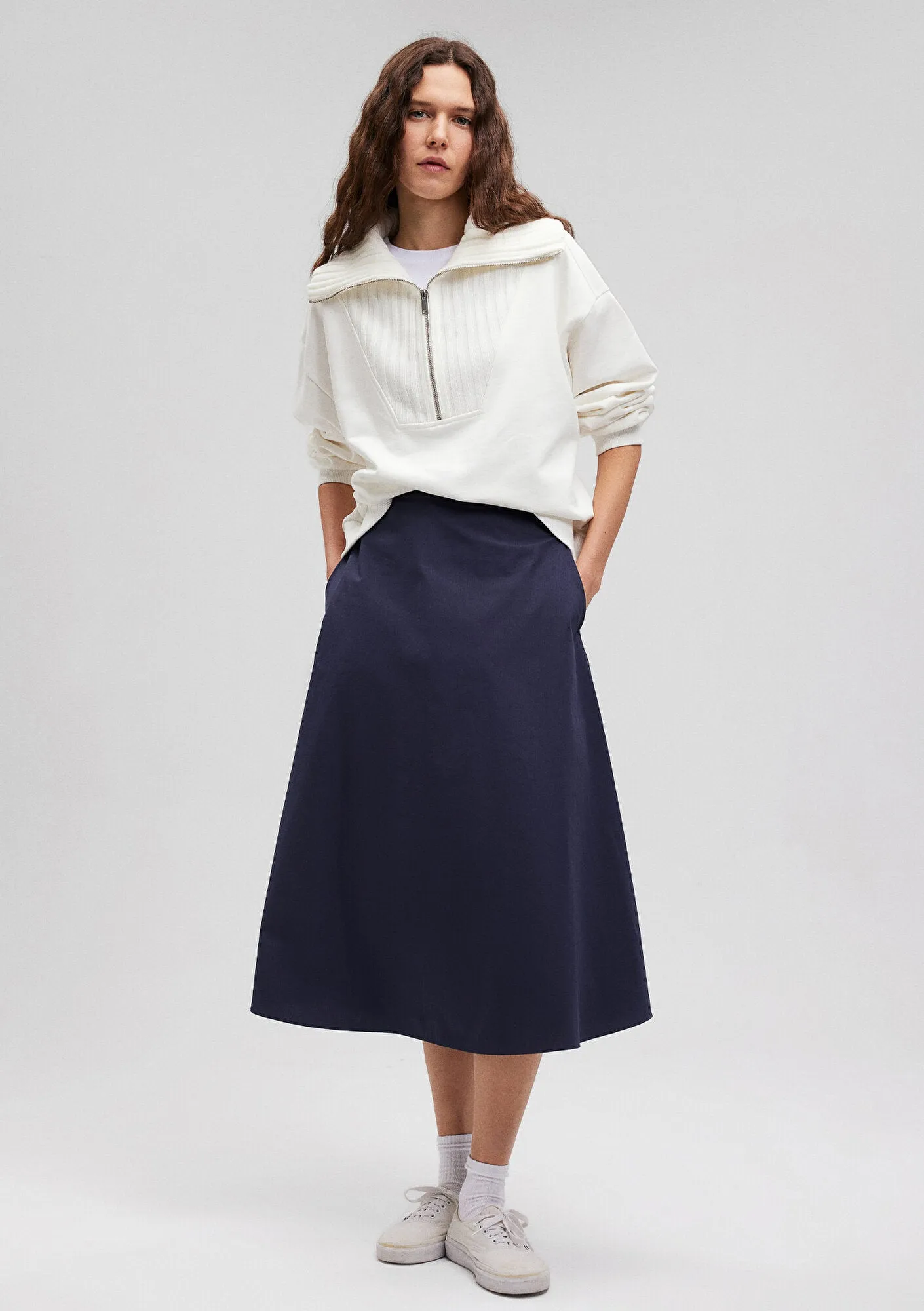 Navy Midi Skirt