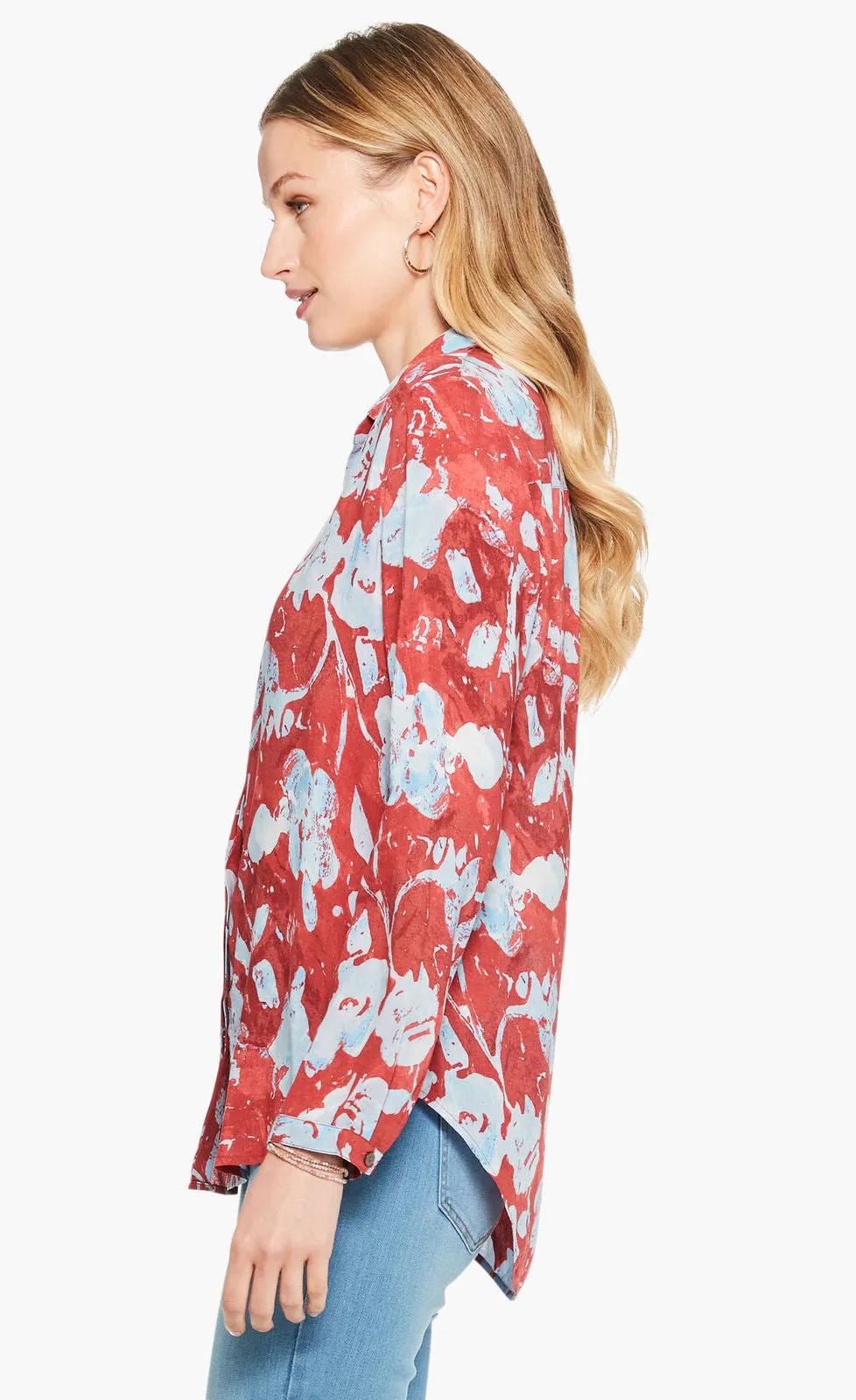 Nic Zoe Terracotta Blooms Shirt