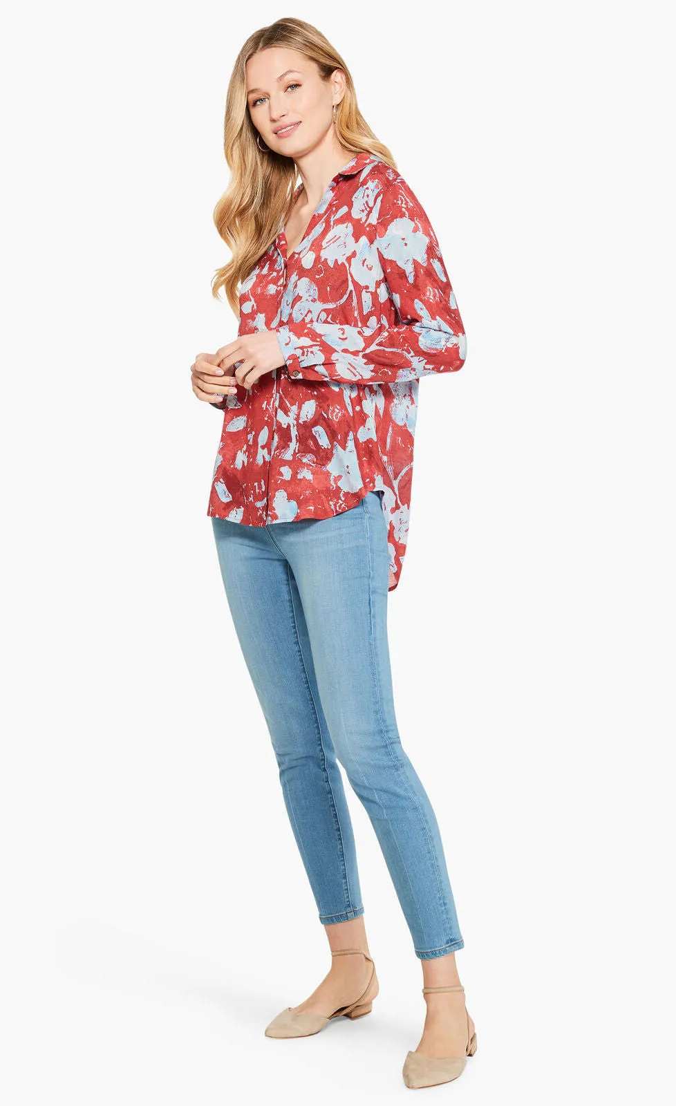 Nic Zoe Terracotta Blooms Shirt