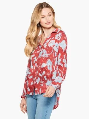 Nic Zoe Terracotta Blooms Shirt