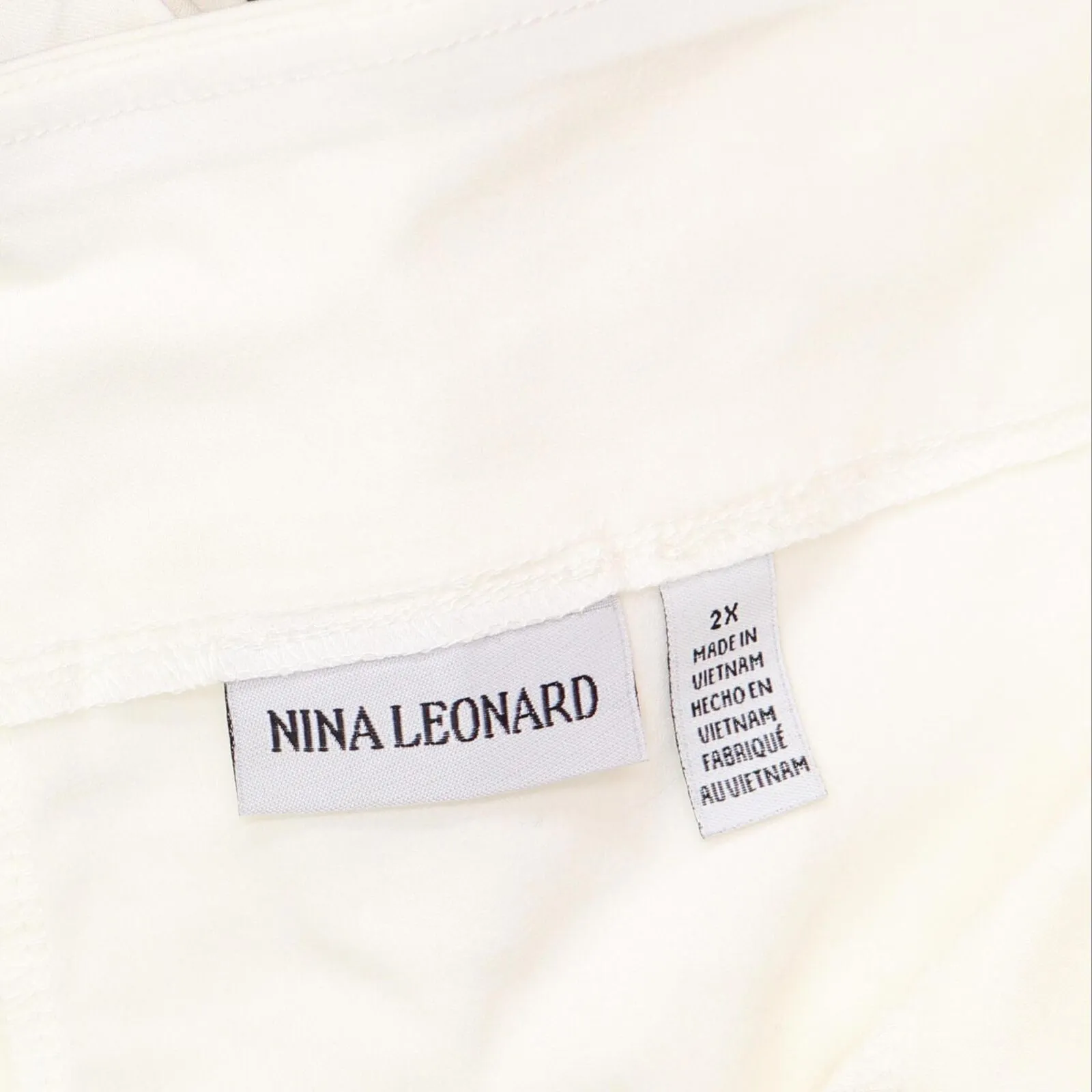 Nina Leonard Womens Pull-On Stretch Scallop-Hem Cropped Pant Ivory White 2X