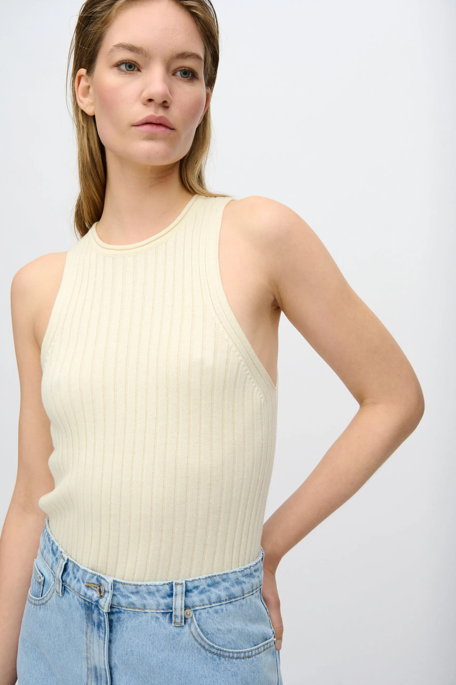 Nova rib tank top 4268 - Butter Cream