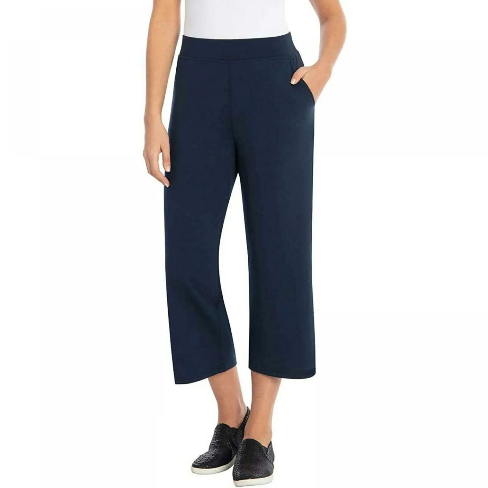 NWT Sentimental Women's Wide Waistband Cropped Soft Knit Pants. 1369425 M