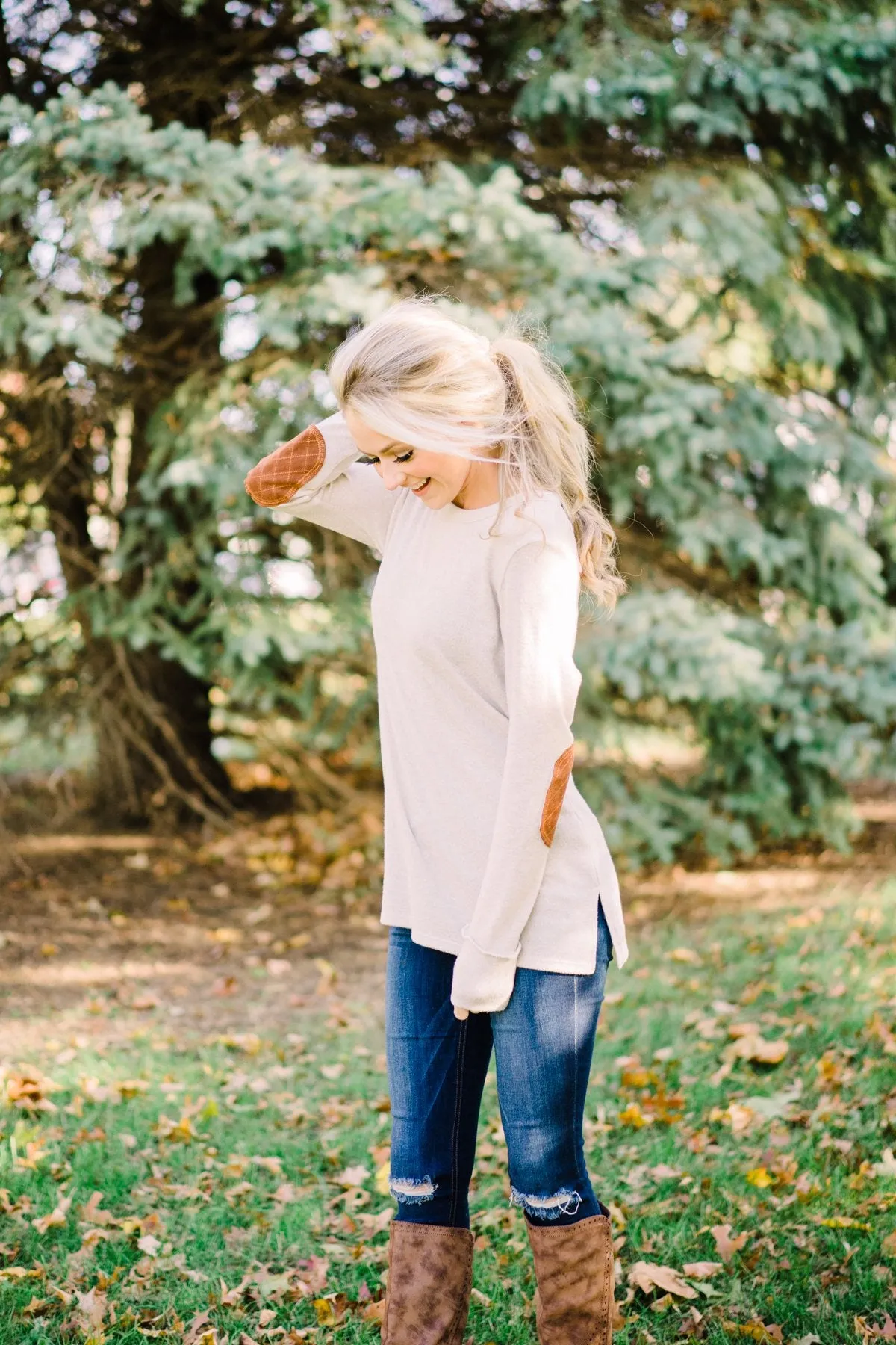 Oatmeal Button Down Tunic Top