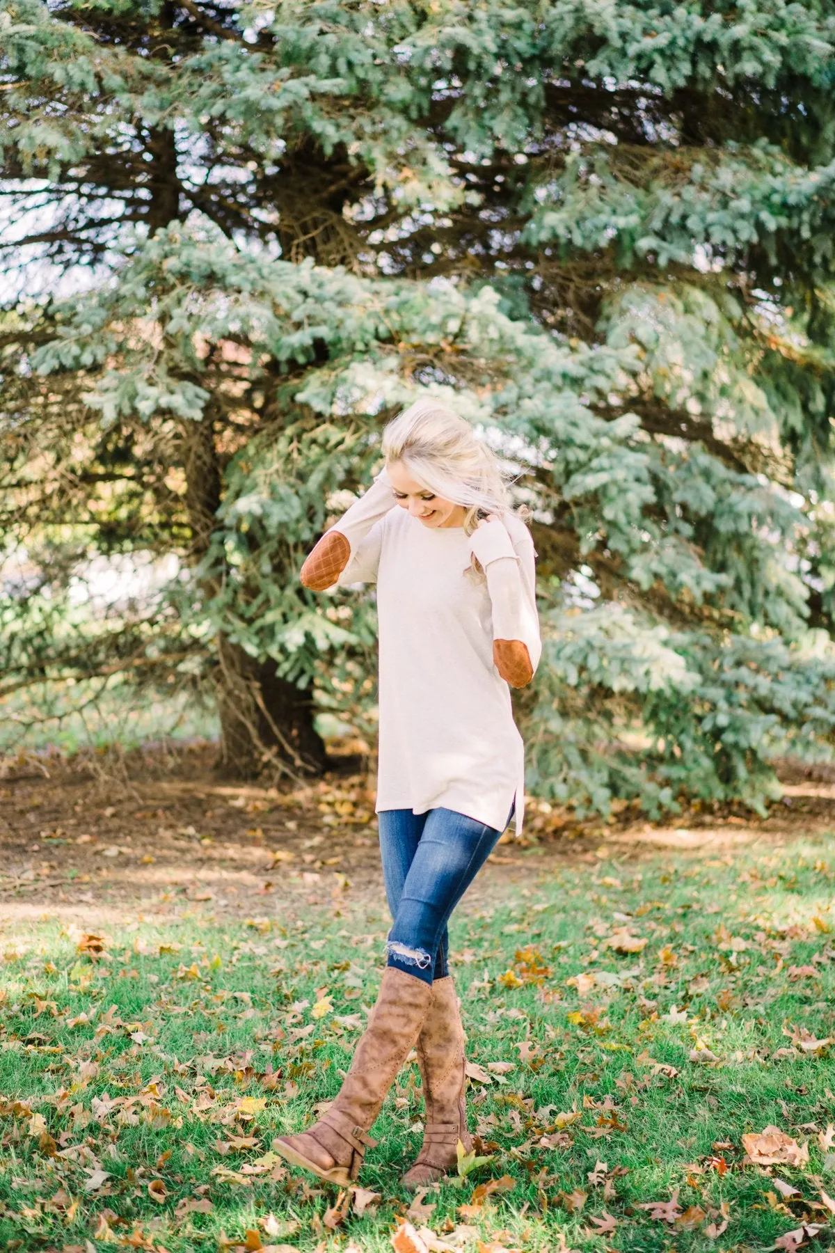 Oatmeal Button Down Tunic Top