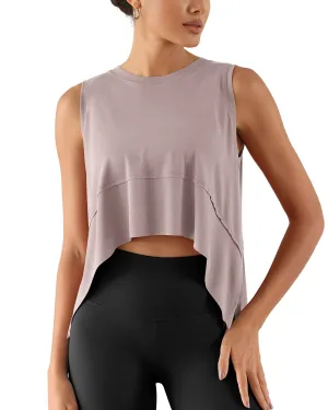 ODODOS Modal Soft Sleeveless Crop Top for Women Athletic Tee Gym Workout Cropped Yoga Tank, Lavender, Small