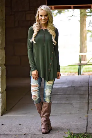 Olive Button Down Top