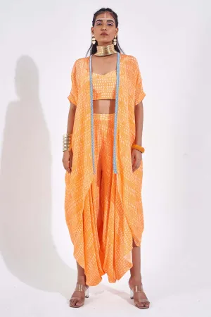 Orange Embellished Cape & Top