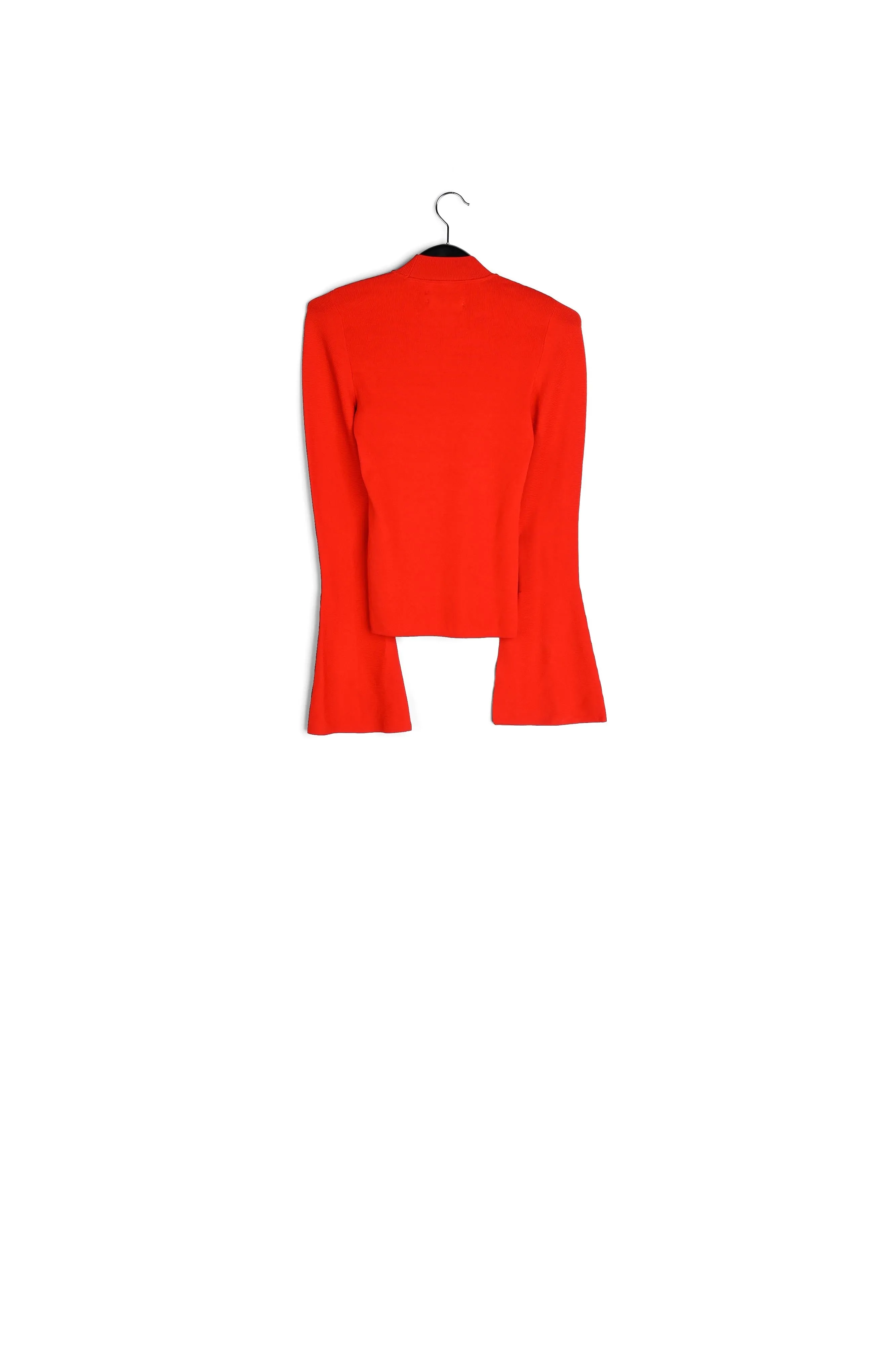 Orange slim-fit knit sweater with trumpet sleeves