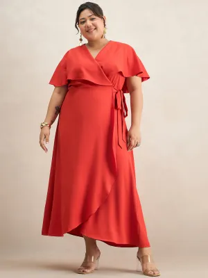 Orange Wrap Formal Maxi Dress