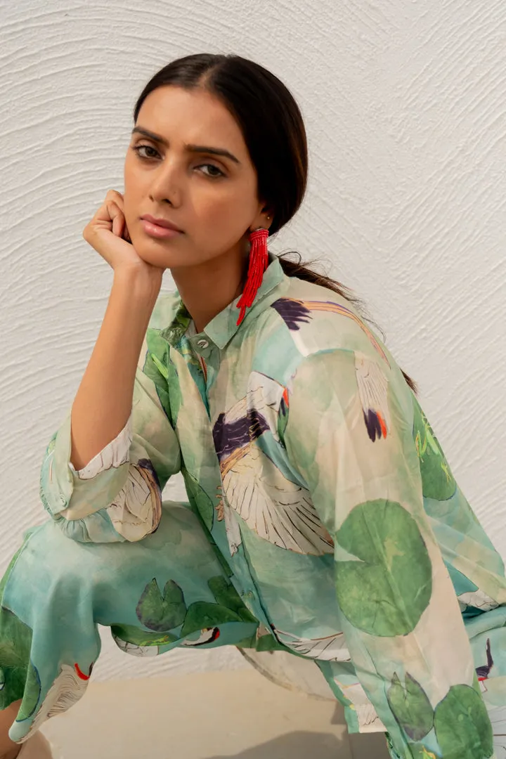 Oriental Cranes and Frogs Shirt Co-Ord