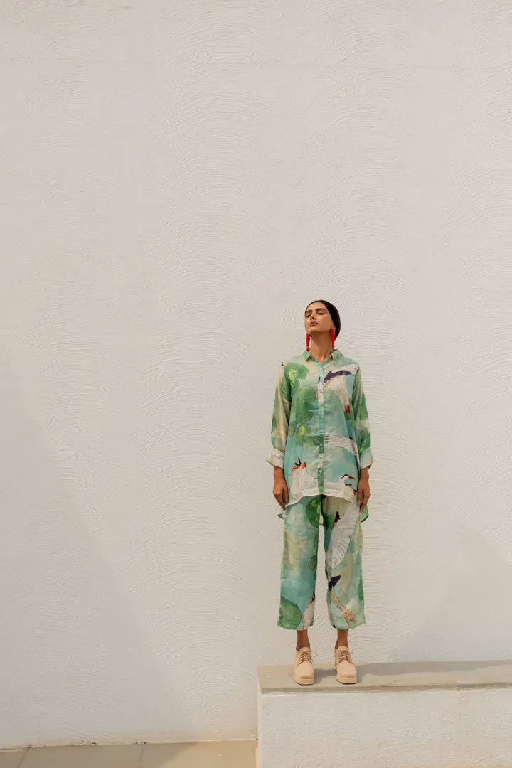 Oriental Cranes and Frogs Shirt Co-Ord