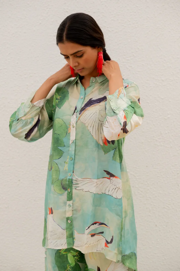Oriental Cranes and Frogs Shirt Co-Ord