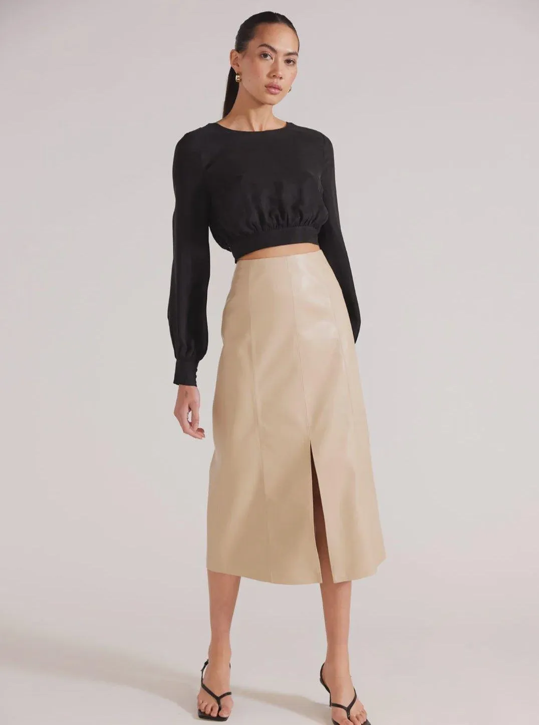 Oslo Faux Leather Midi Skirt