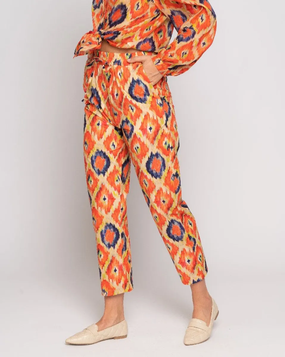 Painterly Diamond Drawstring Elastic Trouser