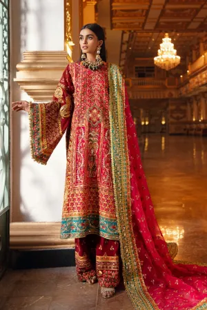 Pakistani Gota Embroidered Suit in Red Color #Y6242