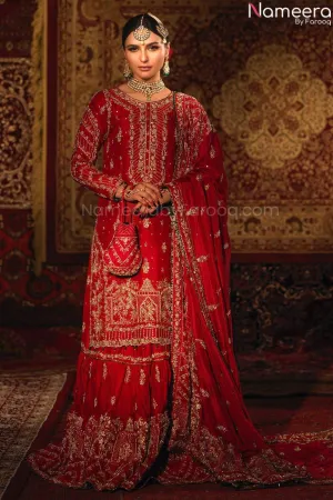 Pakistani Maroon Lehenga Shirt for Wedding Wear #BN979