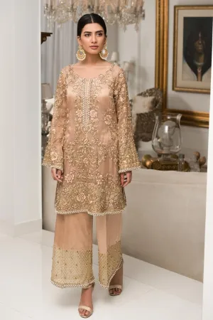 Pakistani Peach Party Wear with Embroidery #Y2028
