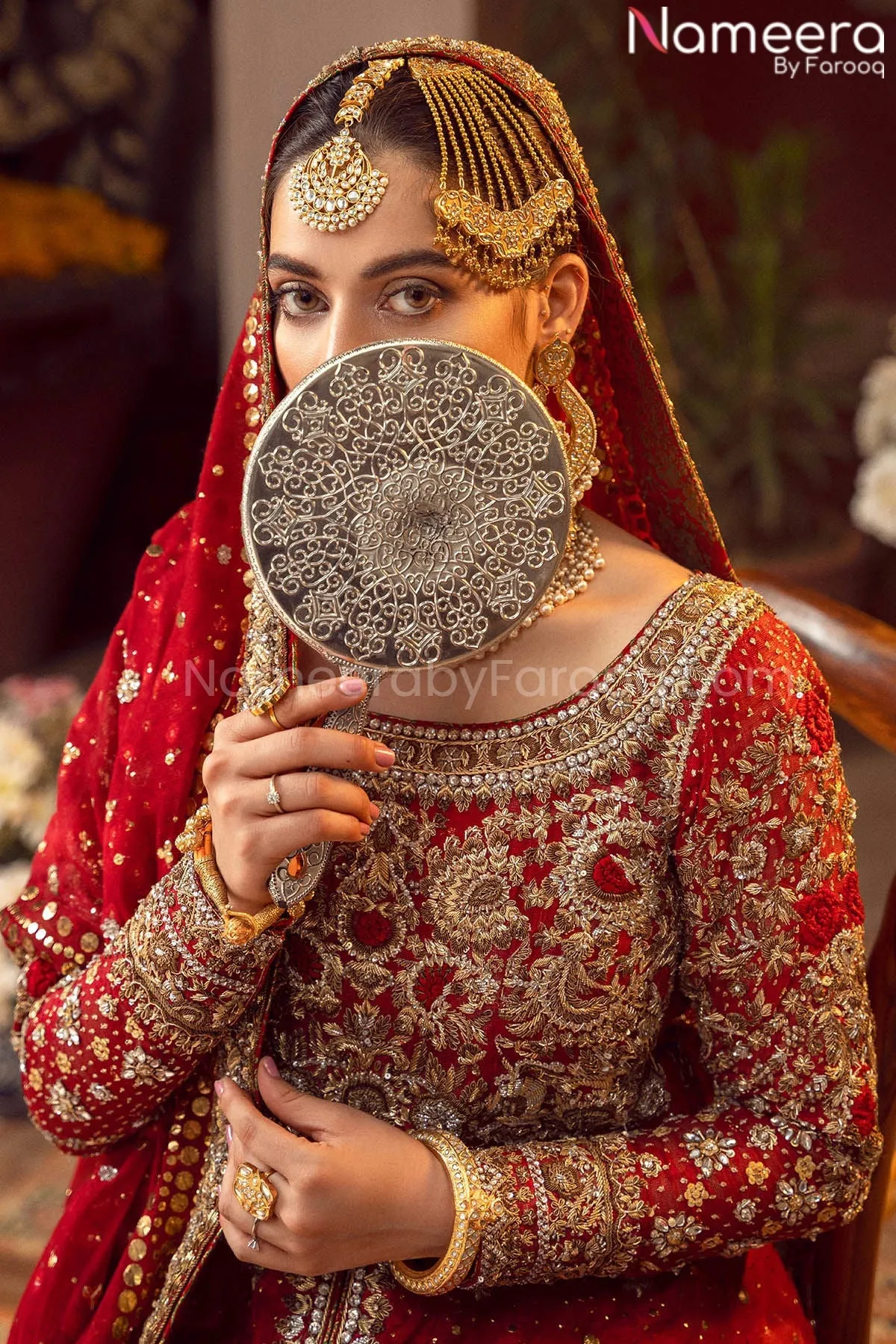 Pakistani Red Bridal Lehenga Designer Dress #BN790