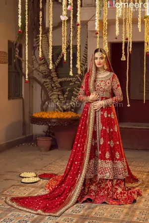 Pakistani Red Bridal Lehenga Designer Dress #BN790