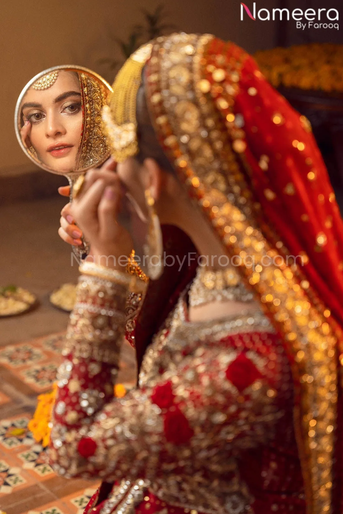 Pakistani Red Bridal Lehenga Designer Dress #BN790