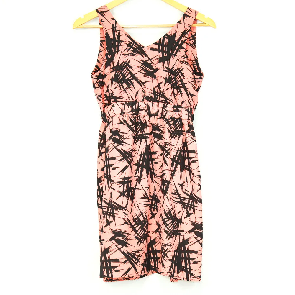 Peach/Black Printed Summer Dress (Audrey)