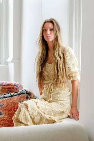 Peasant Top in Beige