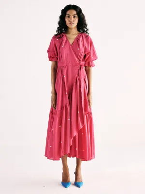 Pink Polka Wrap Dress