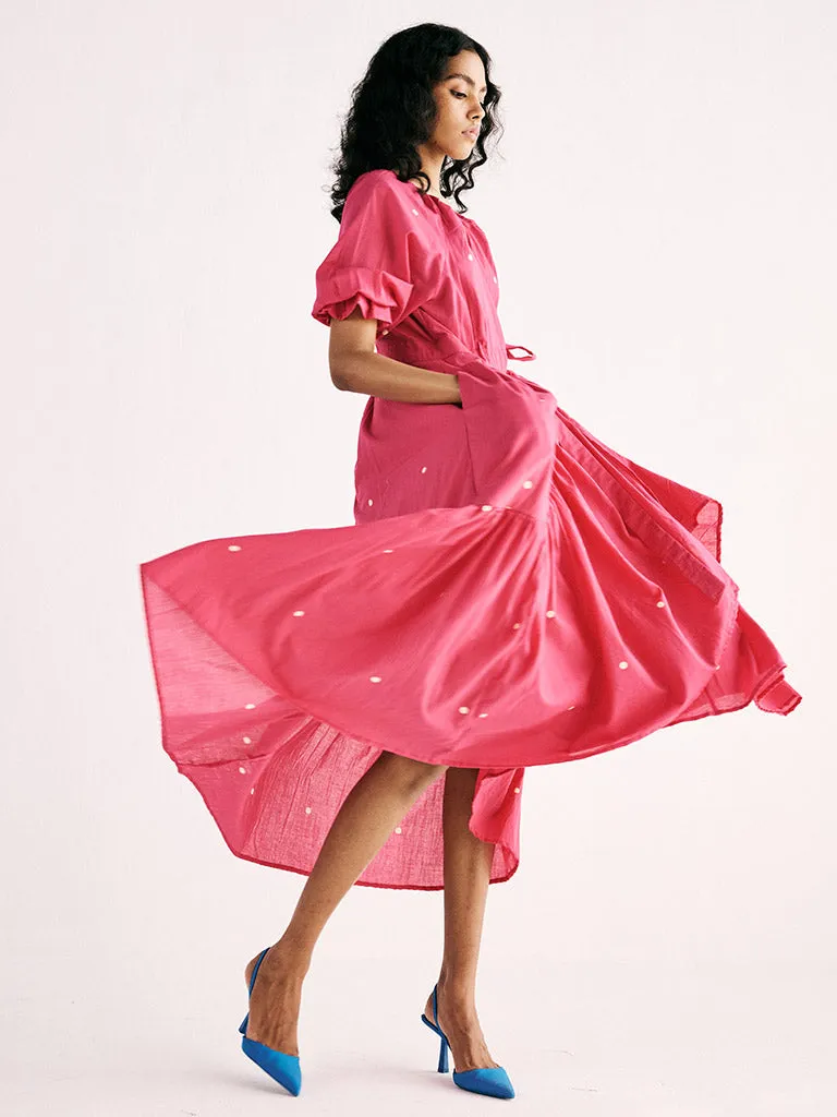 Pink Polka Wrap Dress