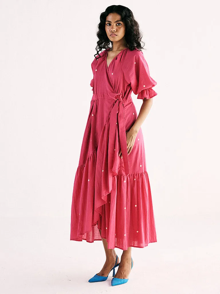Pink Polka Wrap Dress